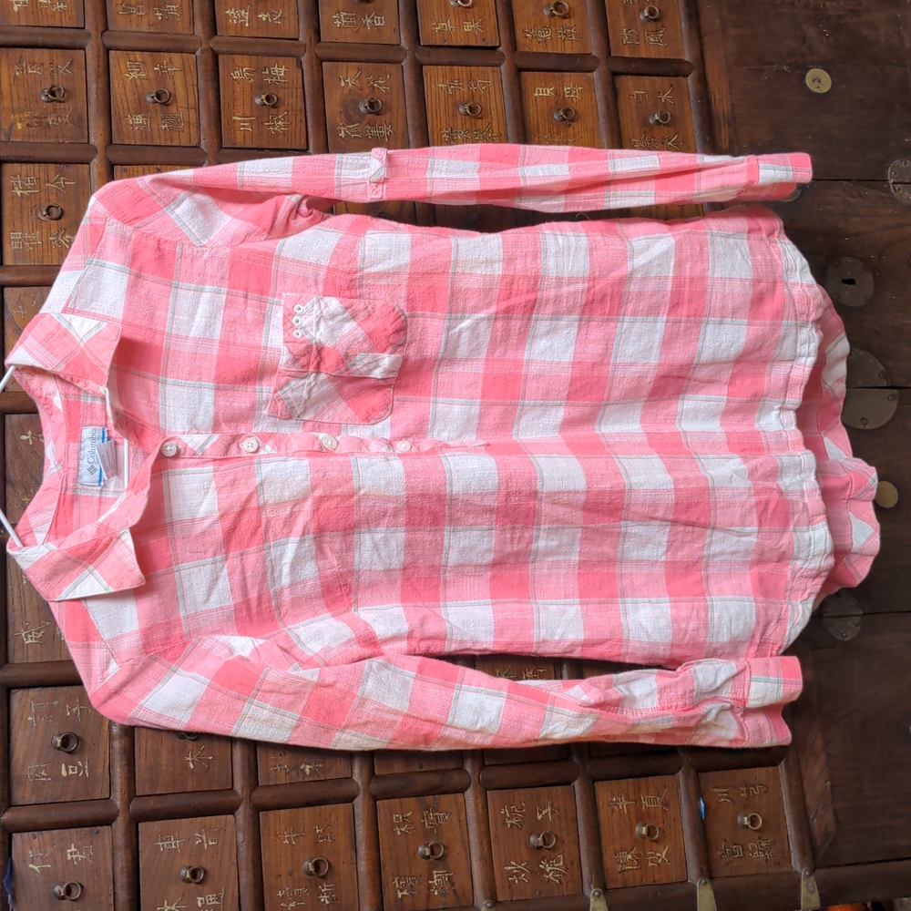 Columbia Pink Cotton Shirt Pockets